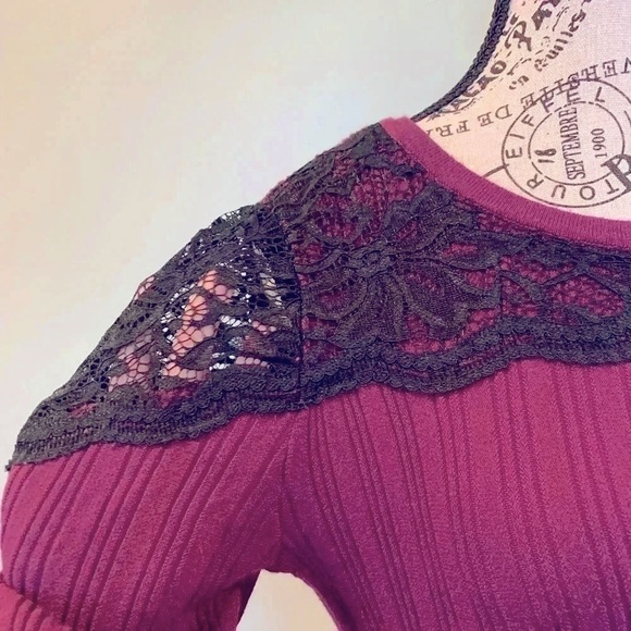 Roz & Ali Short Sleeve Fit and Flare Dress Dark Berry Women’s Large Petite LP - Picture 4 of 7